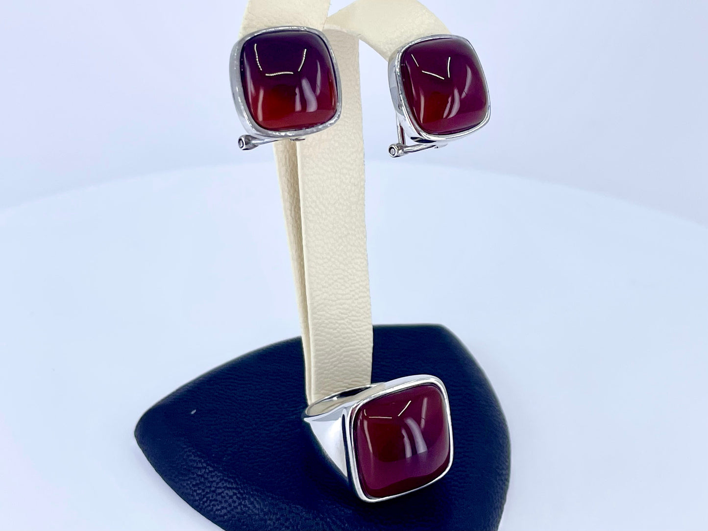 Burgundy Cubic Silver Jewelry Set