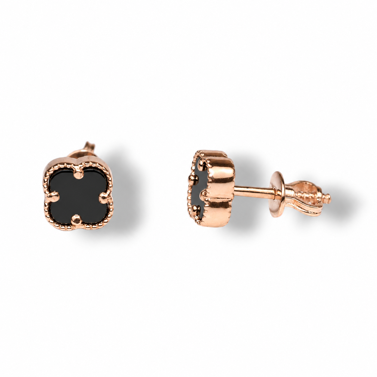 Stud Earrings Onyx Clover