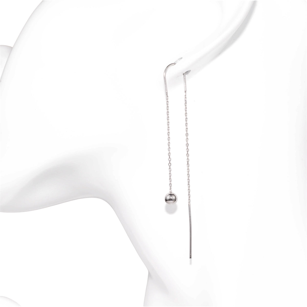 Thread Earrings Ball White Gold 585(14K)