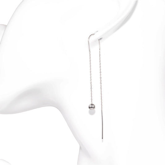 Thread Earrings Ball White Gold 585(14K)
