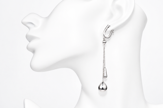 Sterling Silver Long Double Drop Earrings