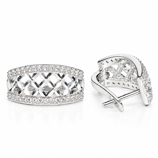 Silver Earrings Geometric Design
