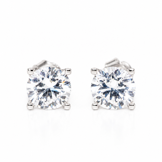 Silver Stud Earrings with Zirconia stones