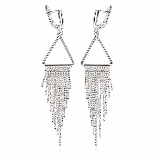 Silver Dangle Earrings Tassels