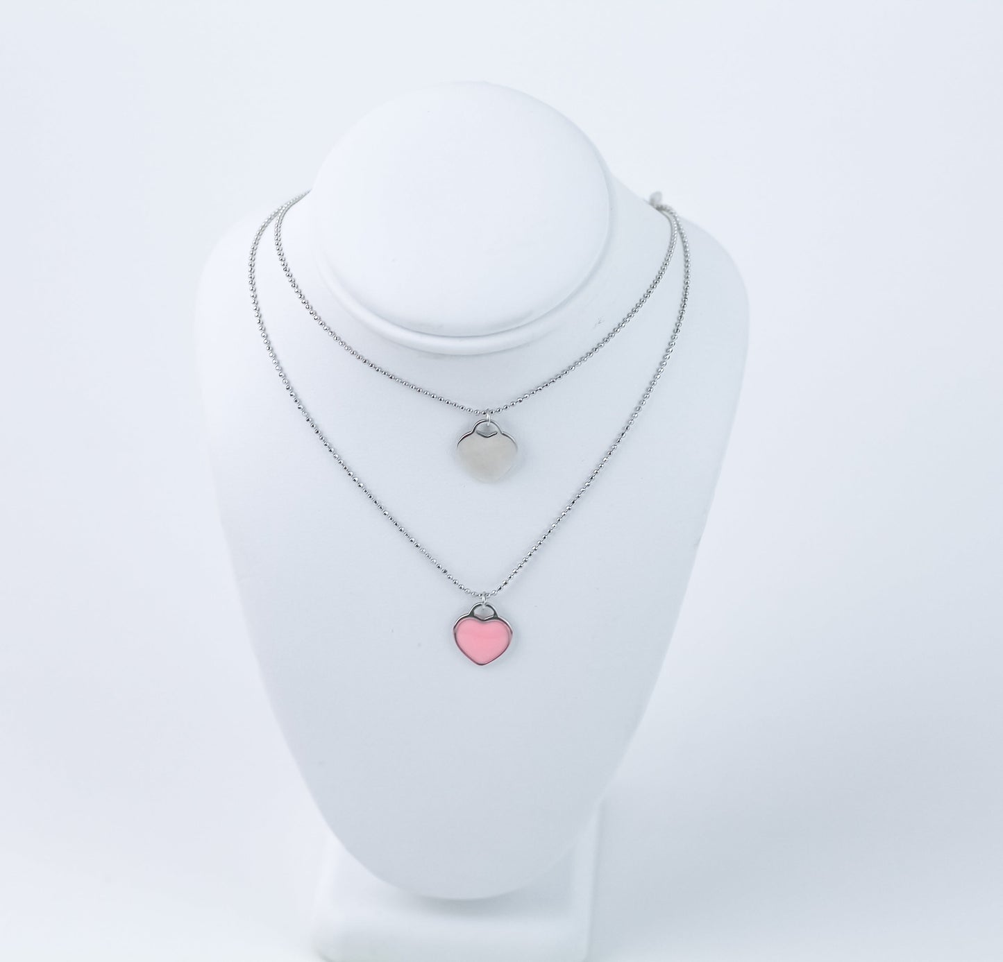 Silver Set Pink Hearts