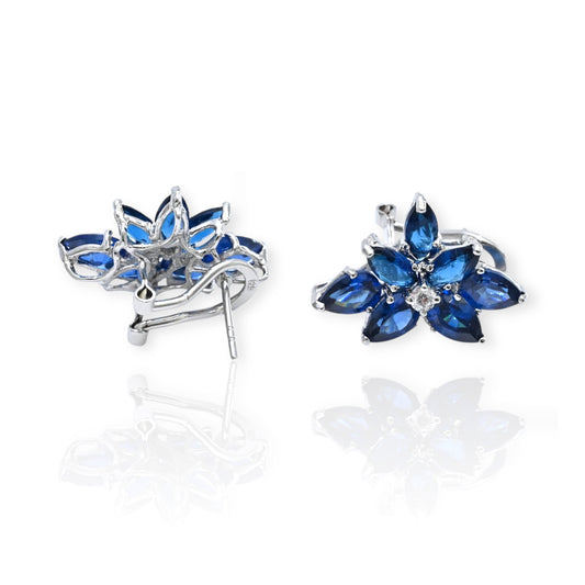 Lab Sapphire Silver Earrings