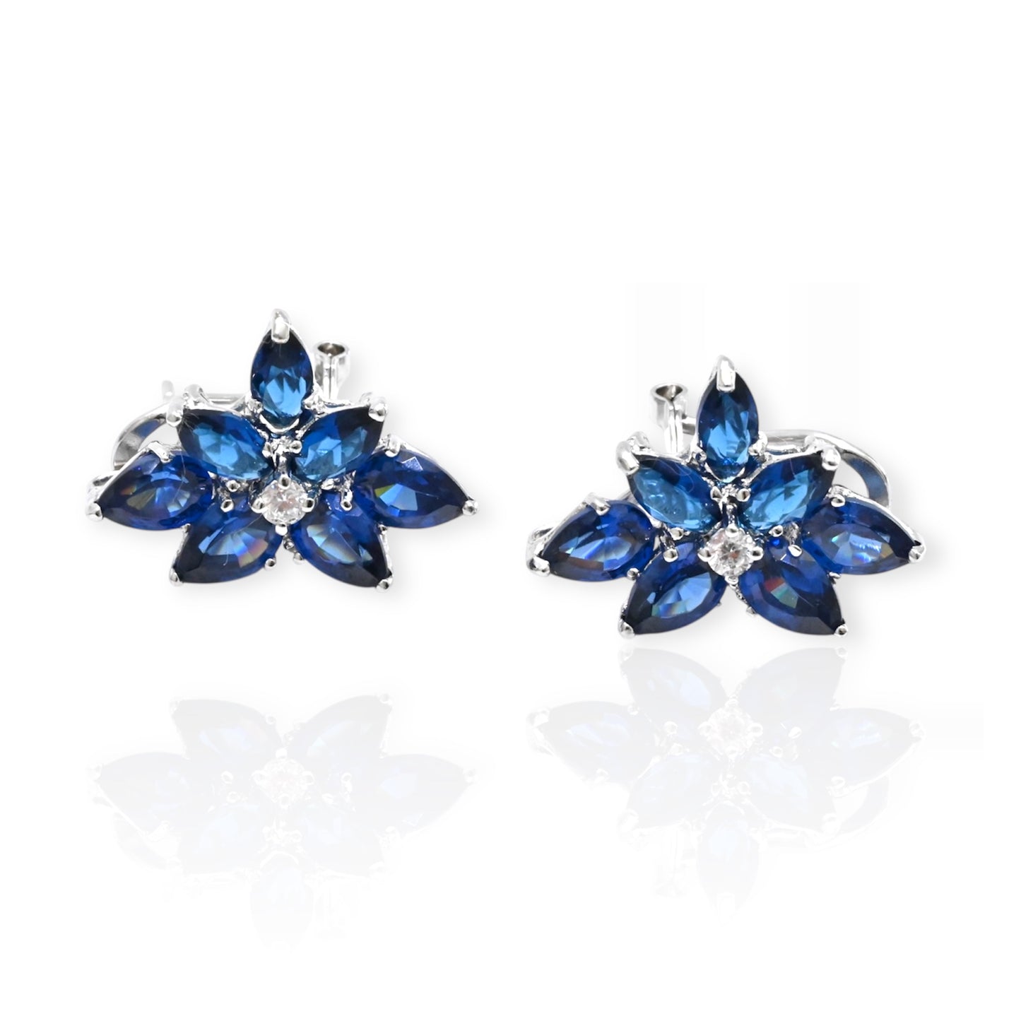 Lab Sapphire Silver Earrings