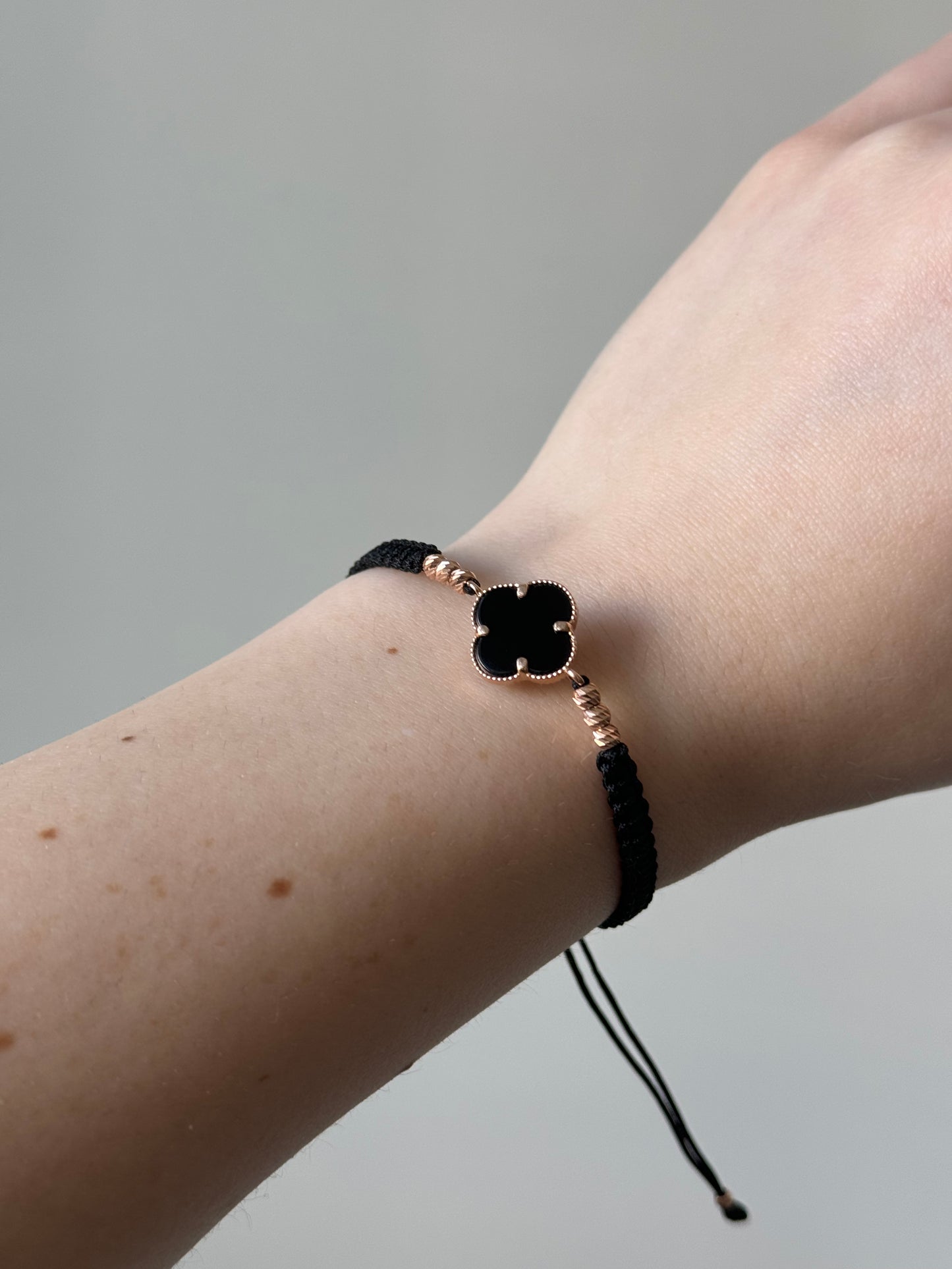 Black Thread Bracelet Clover