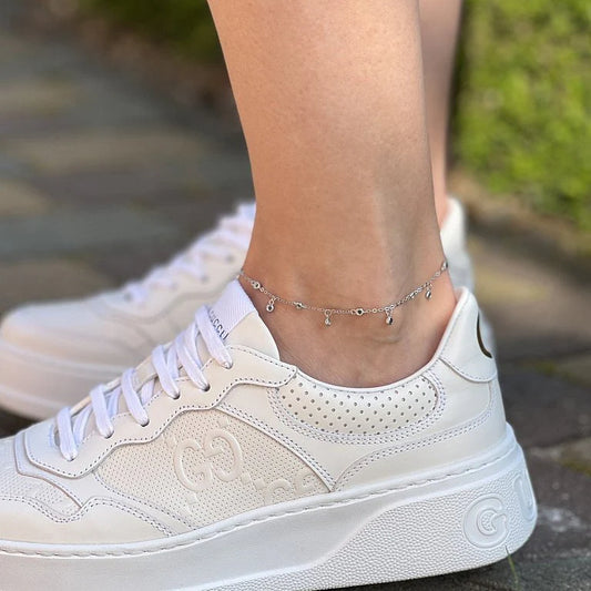 Silver Anklet with black stones