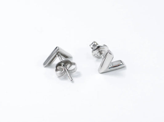 Stud Silver Earrings "V"