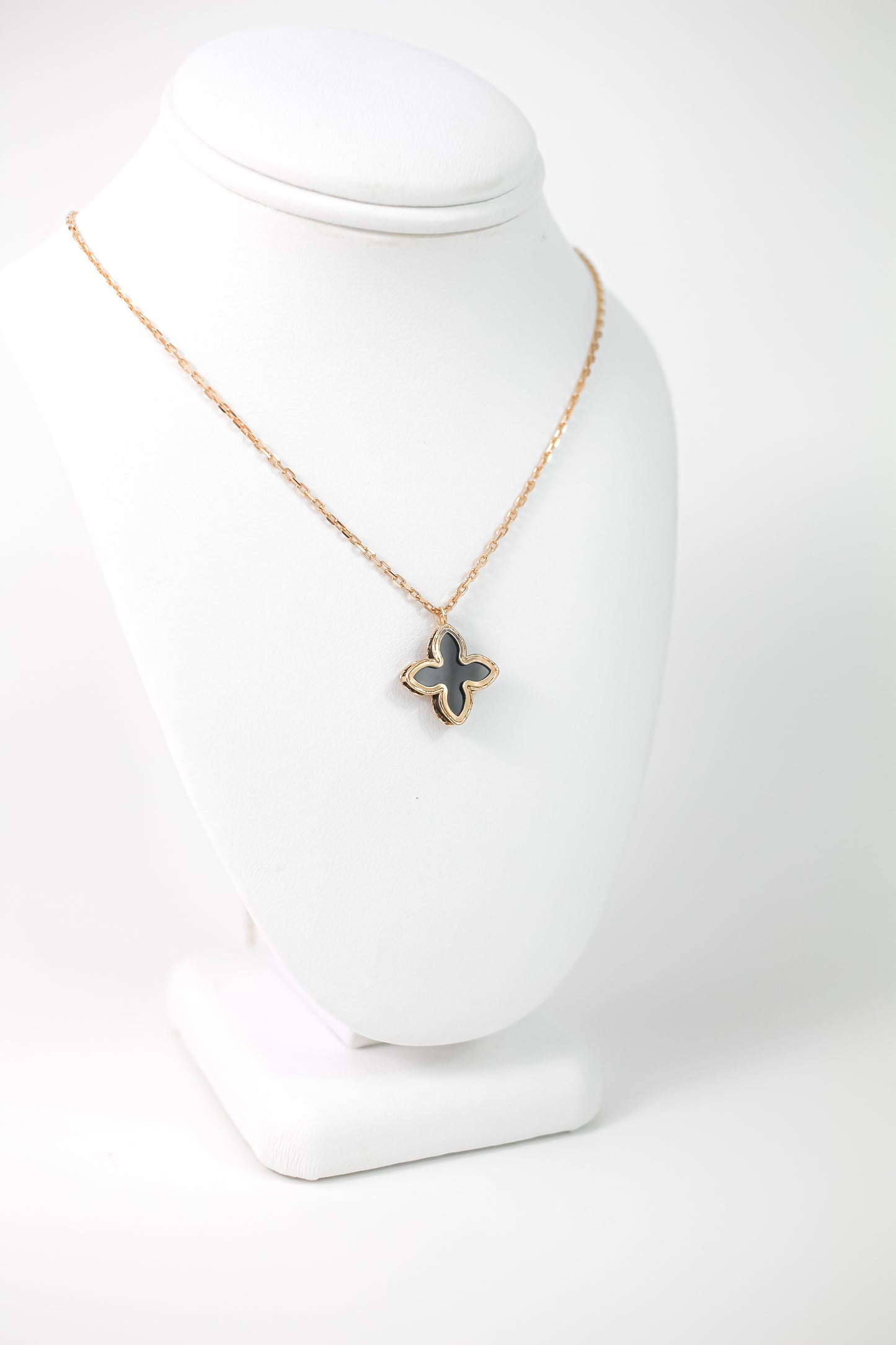 Black Onyx Flower Necklace