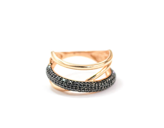 Interwoven Ring with Black Zirconia stones