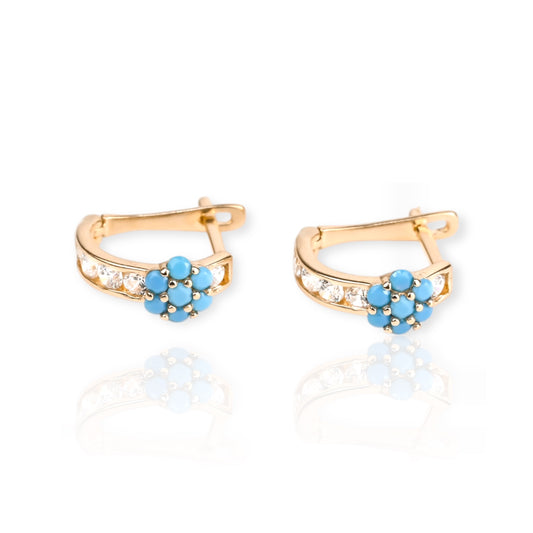 Kids Earrings Blue Flowers