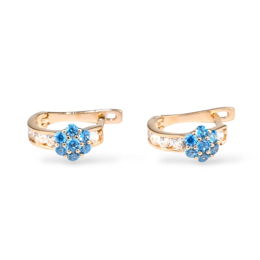 Kids Earrings with Blue Flowers
