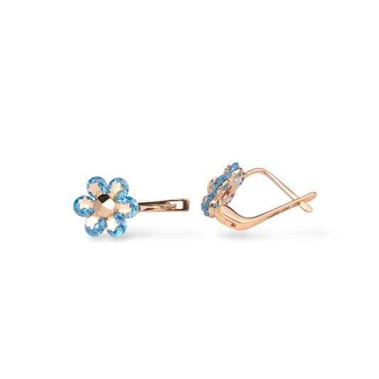 Kids Earrings Blue Flowers