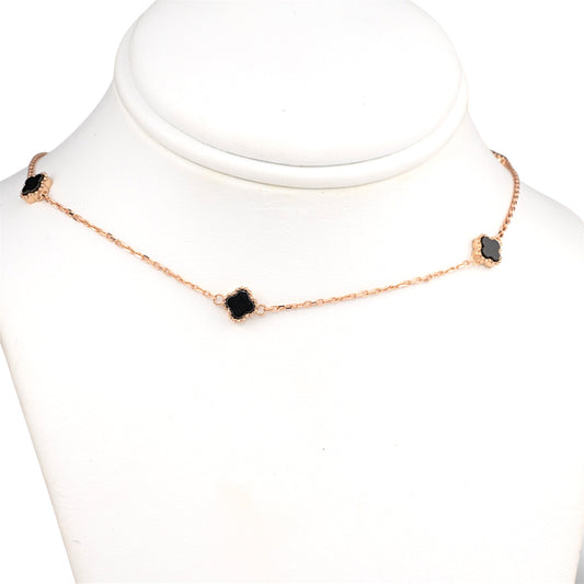 Necklace clovers Onyx