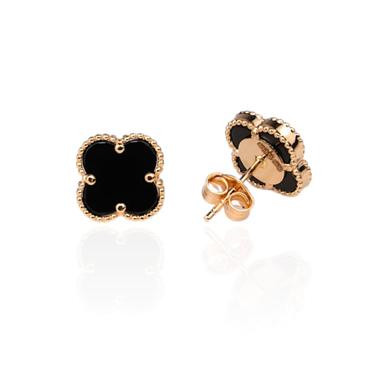 Stud Earrings Onyx clover