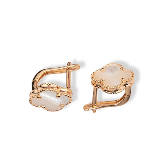 Earrings Mother of Pearl clover English lock