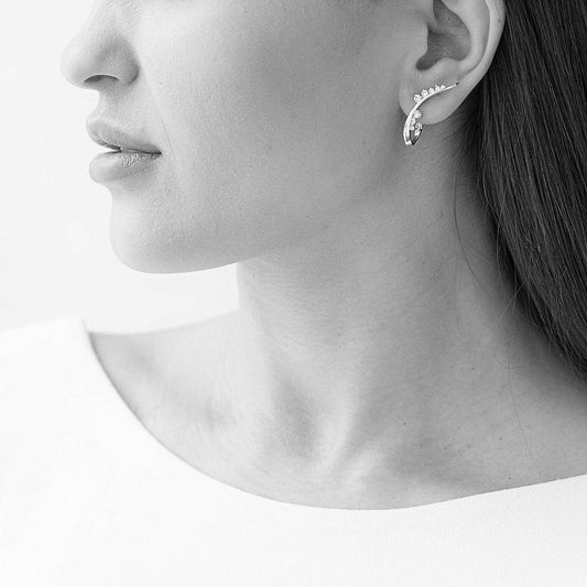 Earrings Branch White Gold with Zirconia stones