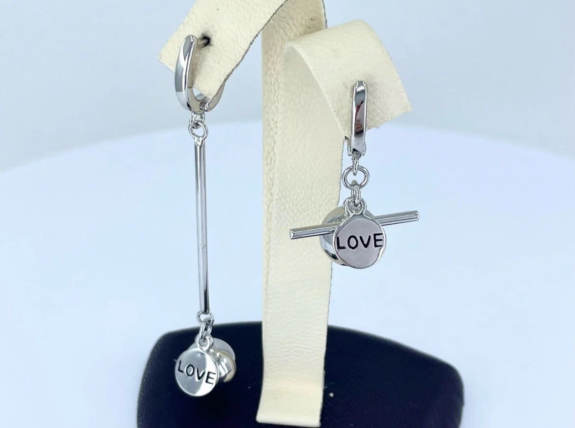 Silver Earrings Love Hearts