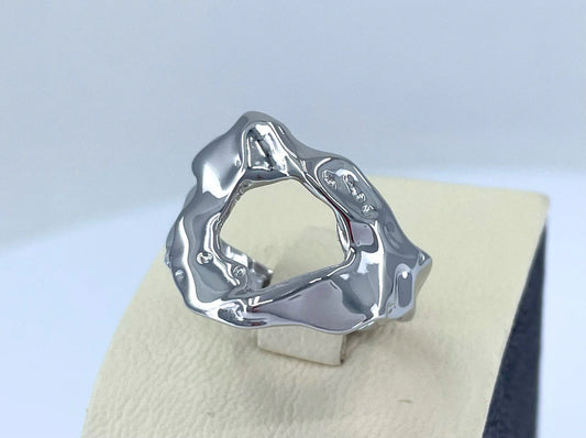 Silver Interstellar Comet Textured Ring