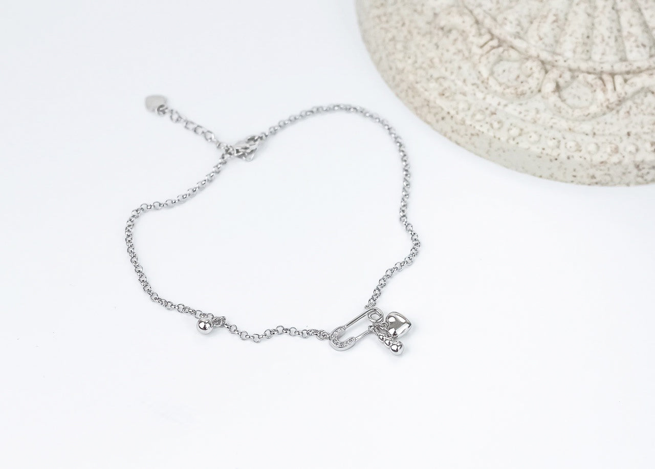 Silver Anklet Heart